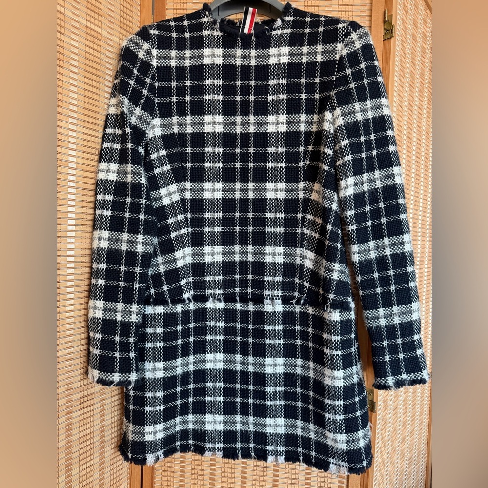 Thom Browne Tweed wool Navy and Red pattern Striped Dress size 38